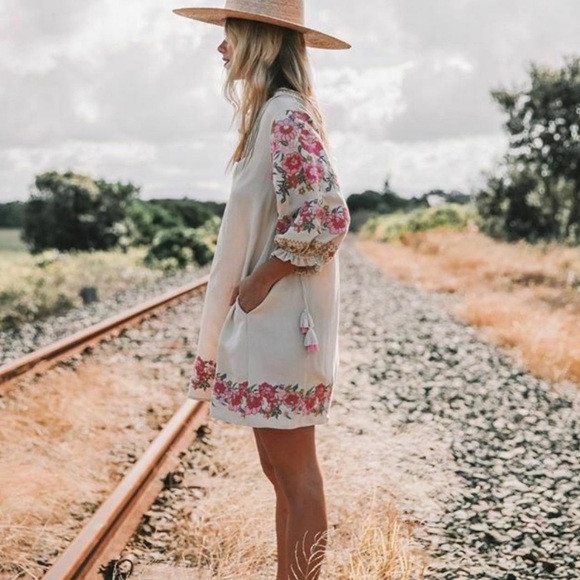 New Cleo Boho Gypsy Tassel Tunic Dress Top - Picture 2 of 8